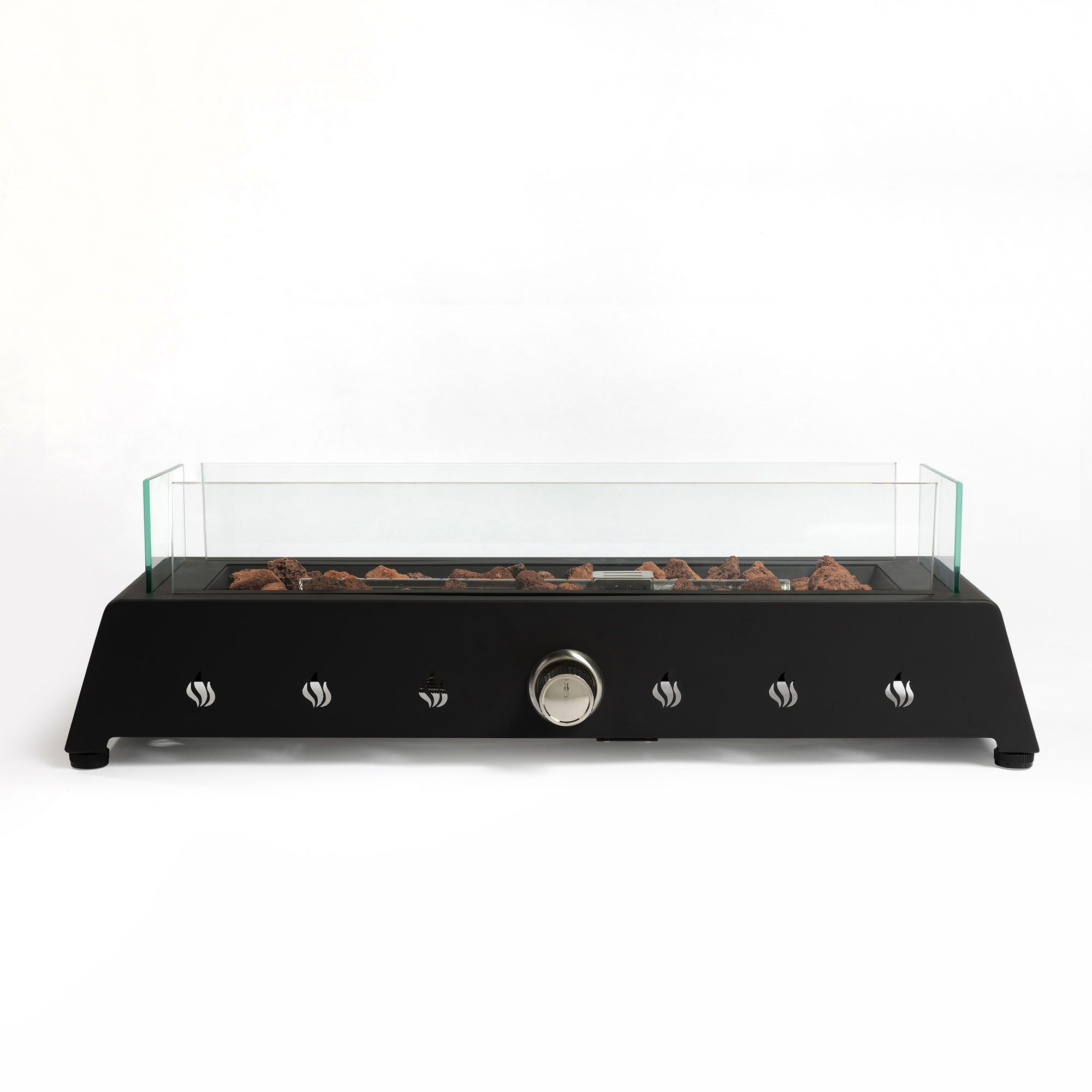 28&quot; Tabletop Fire Pit, Propane Gas Fire Pit With Quick Connect Joint, Glass Wind Guard And Lava Rock, Outdoor Portable Tabletop Fire Pit - Black