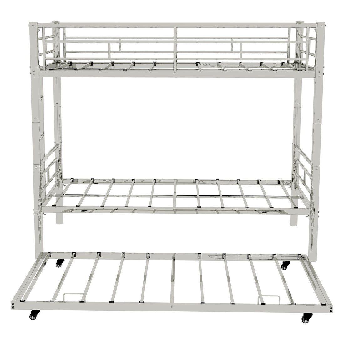 Bunk Bed For Kids, Convertible Frame With Ladders &amp; Guardrail