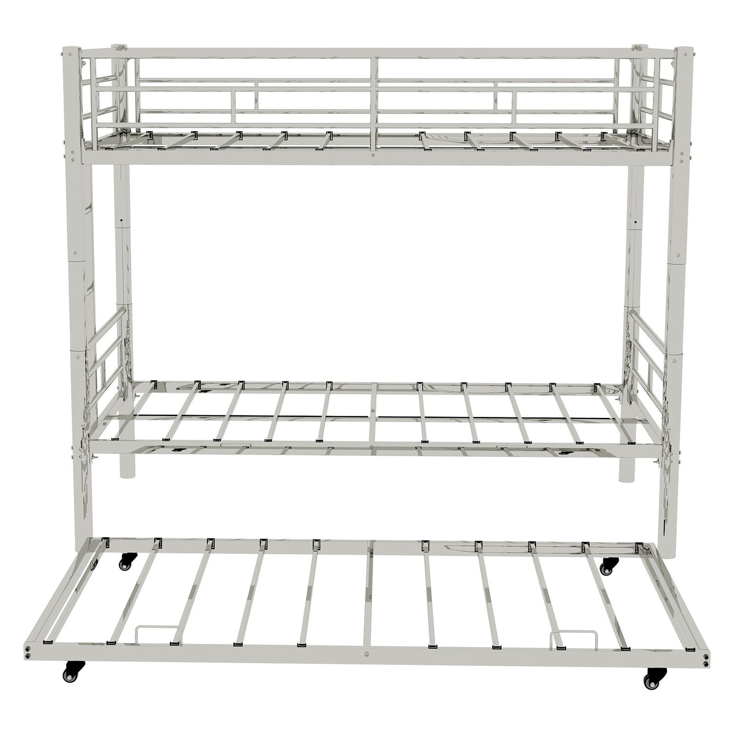 Bunk Bed For Kids, Convertible Frame With Ladders &amp; Guardrail