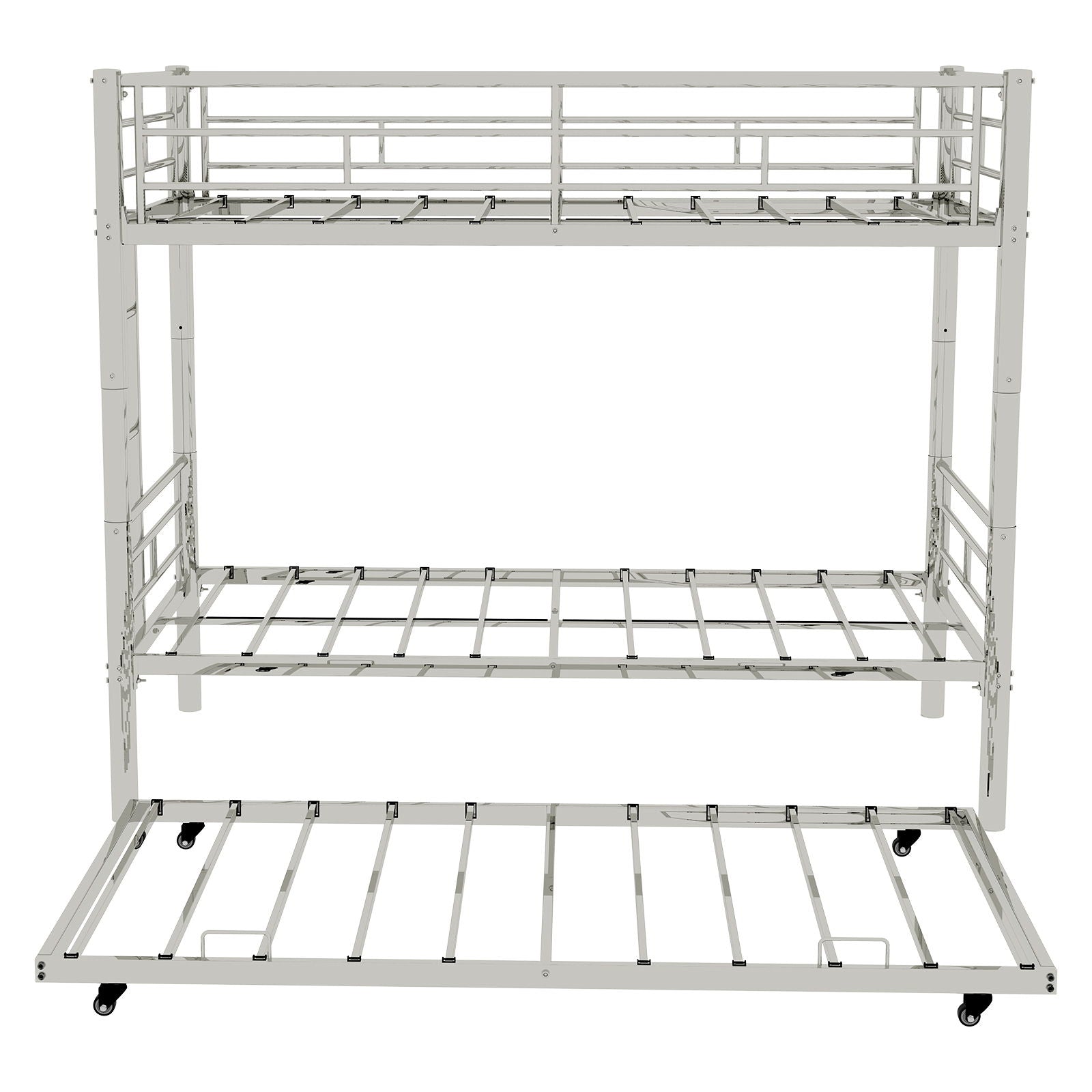 Bunk Bed For Kids, Convertible Frame With Ladders &amp; Guardrail