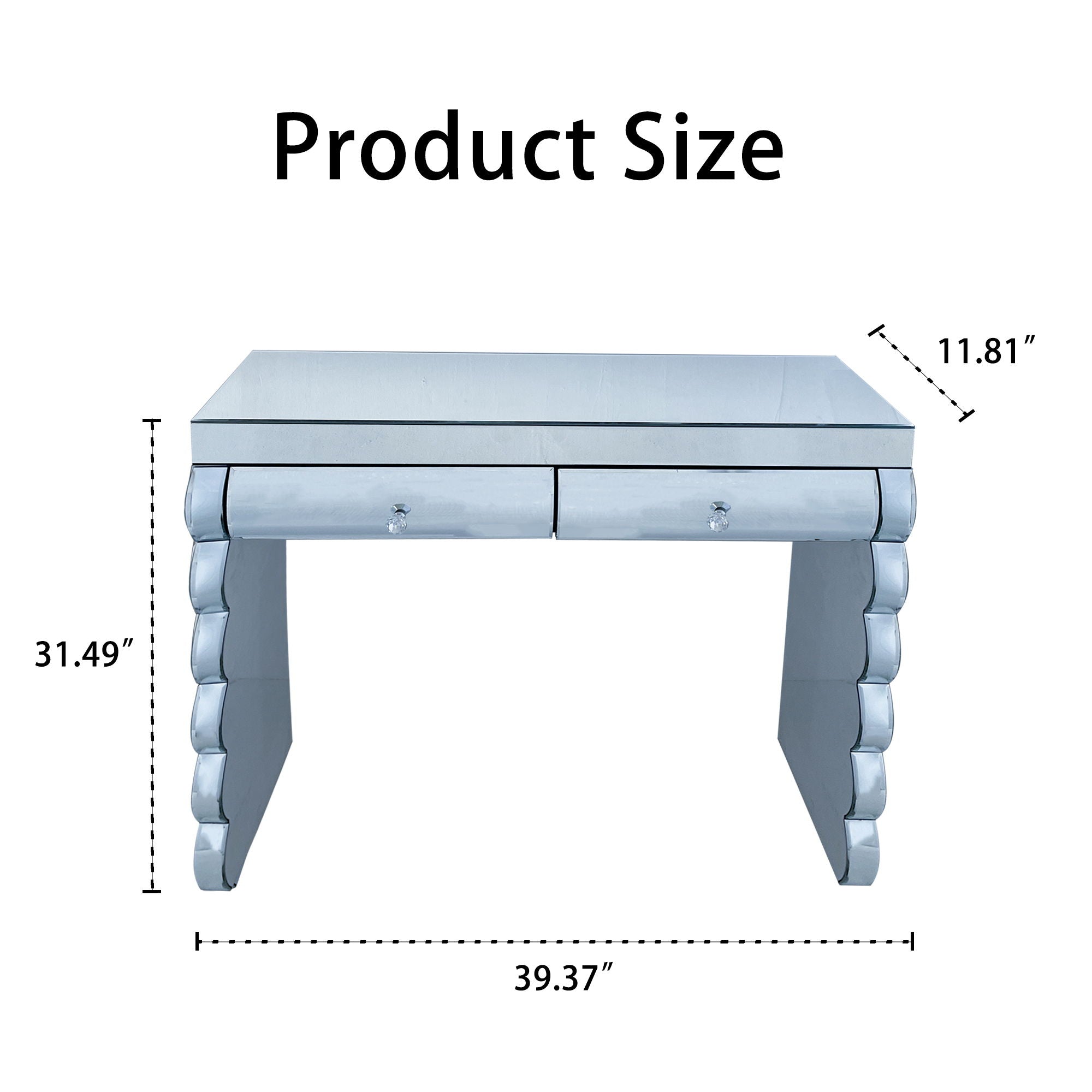 Console Table With 2 Drawers For Living Room - Silver