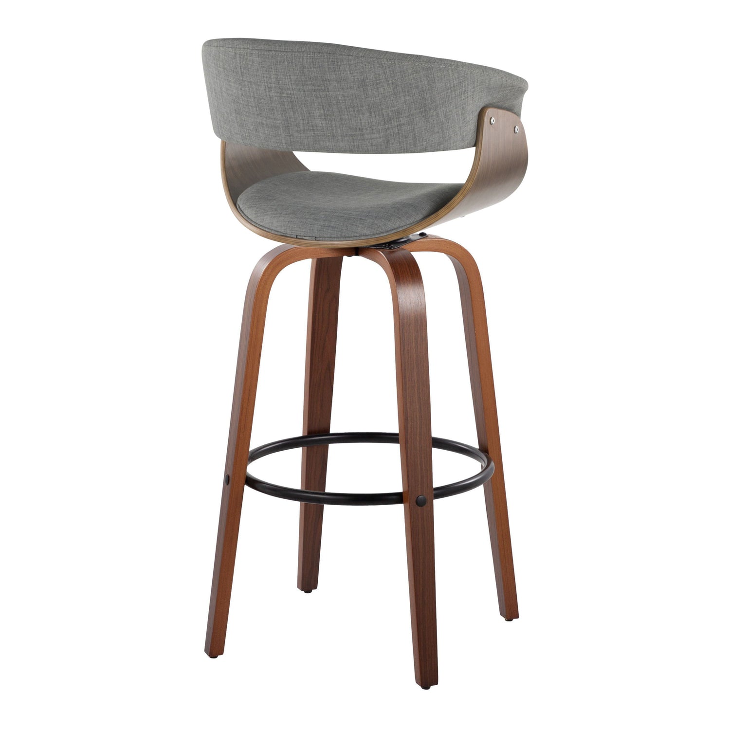 Vintage Mod - Mid Century Modern Fixed Height Barstool With Swivel &amp; Round Footrest (Set of 2)
