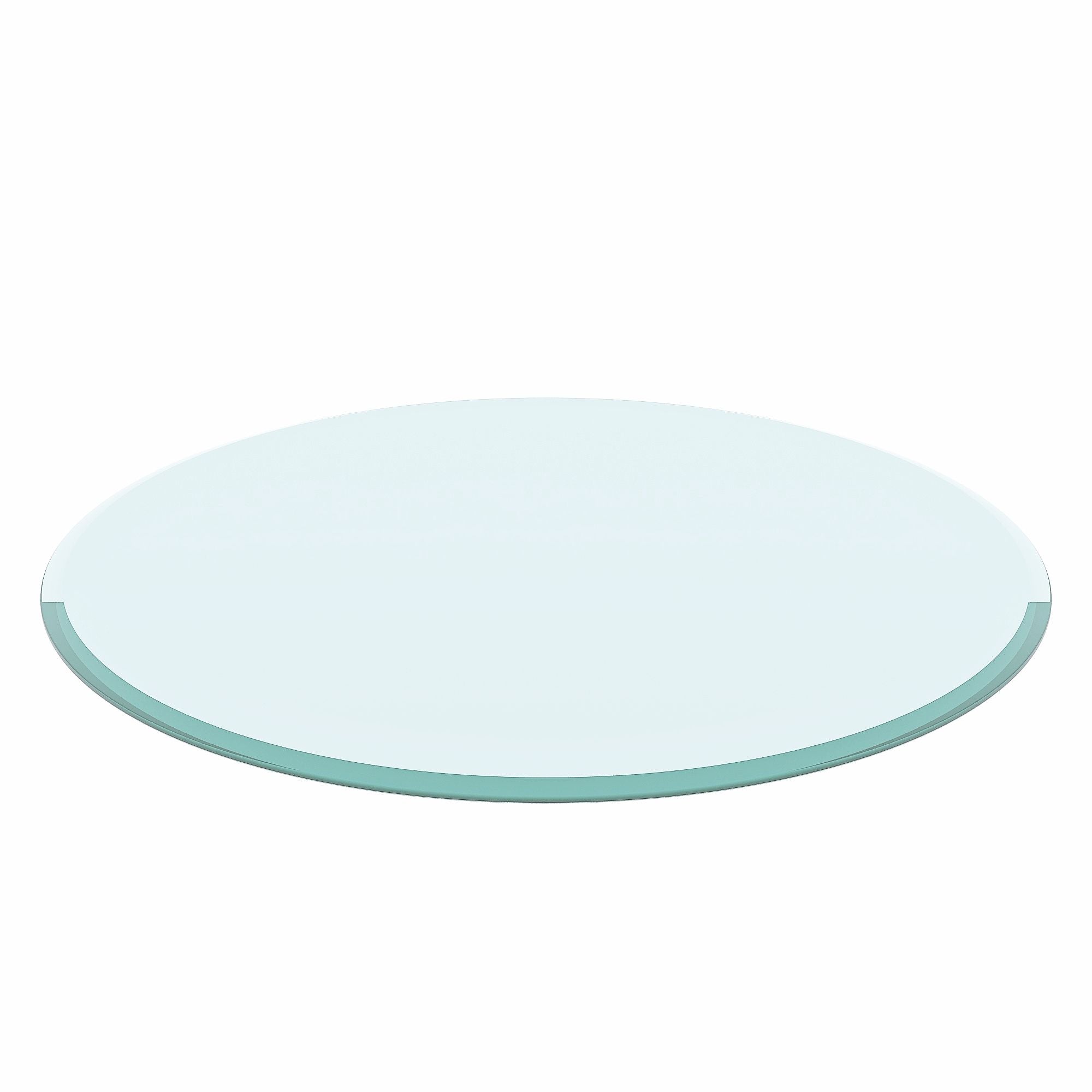 36&quot; Round Tempered Glass Table Top Black Glass Thick Beveled Polished Edge