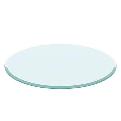 36&quot; Round Tempered Glass Table Top Black Glass Thick Beveled Polished Edge