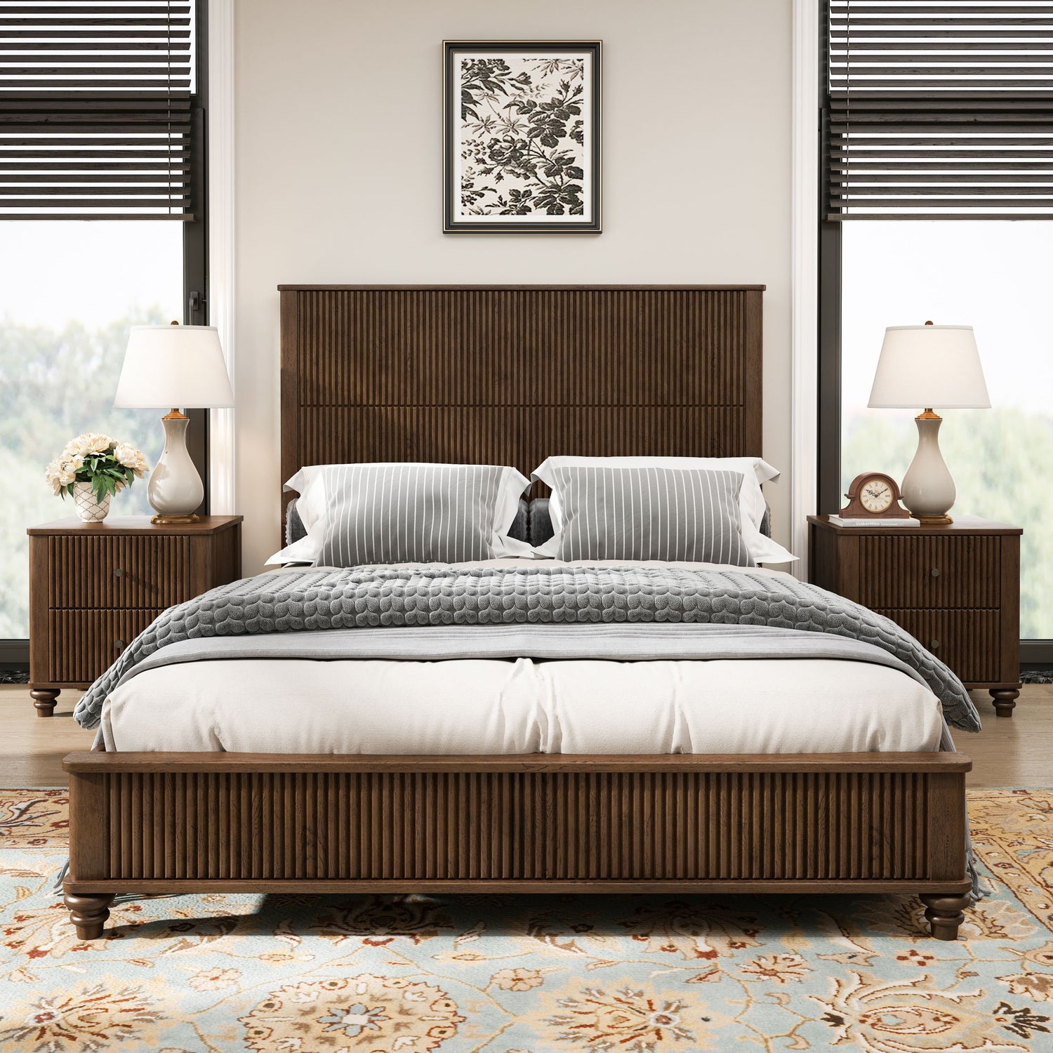 Platform Bed Frame &amp; Tall Headboard