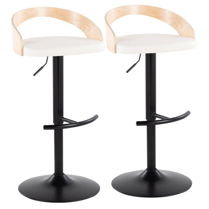 Grotto - Contemporary Adjustable Barstool With Swivel &amp; Rounded T Footrest (Set of 2)
