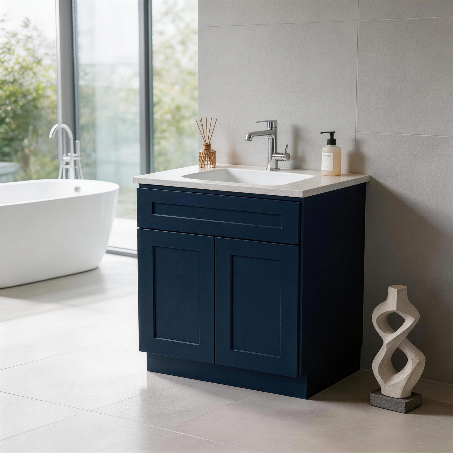 Shaker Base Cabinet With Soft-Close Drawer &amp; Double Doors, Adjustable Shelf