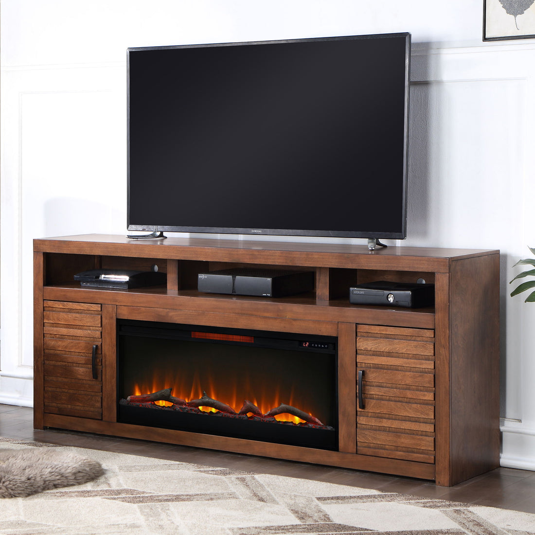 Sausalito - Electric Fireplace TV Stand Console For TVs Up To 95&quot; - Whiskey