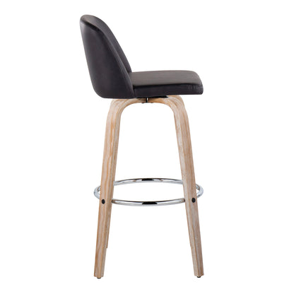 Toriano - Contemporary Fixed Height Barstool With Swivel &amp; Round Footrest (Set of 2)