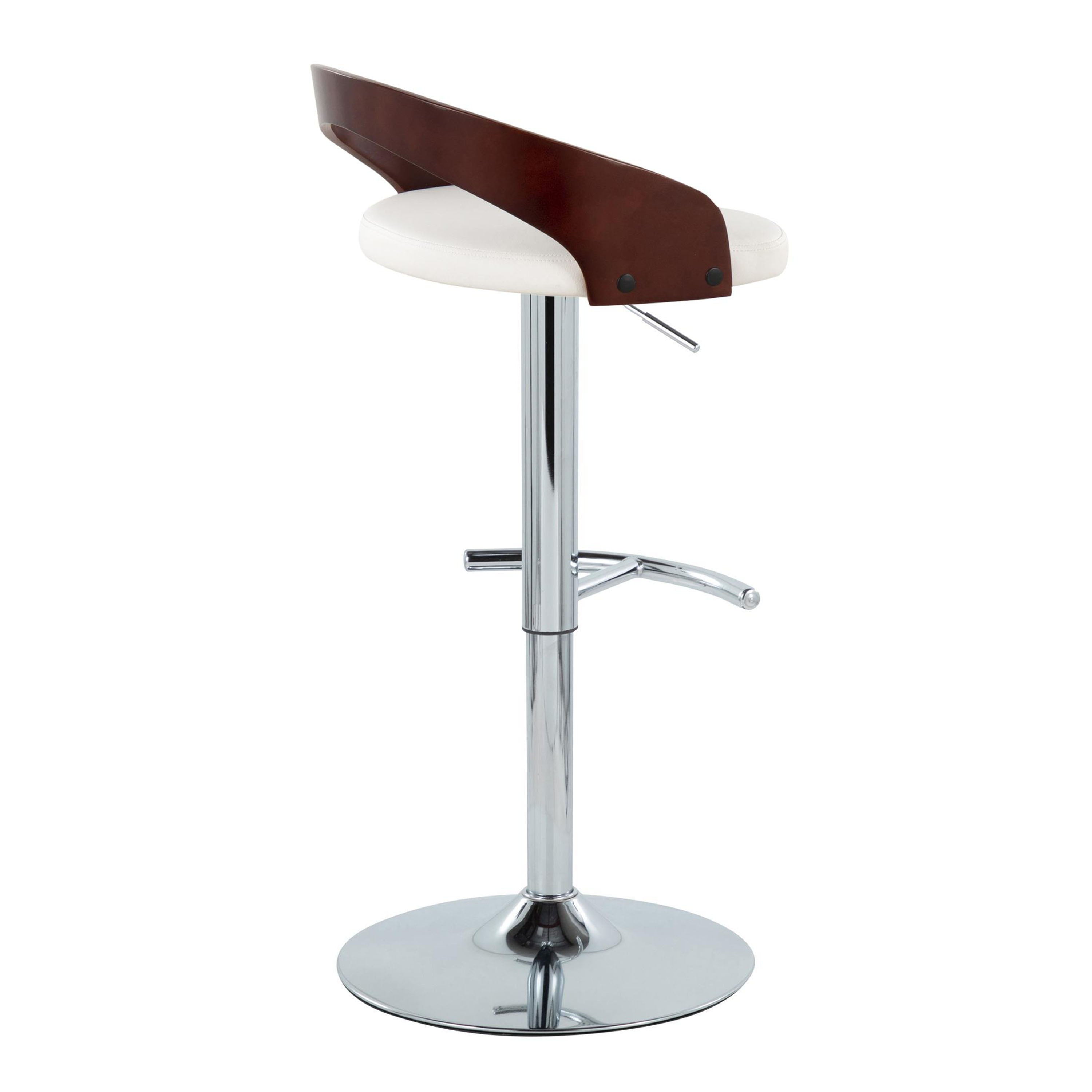 Grotto - Contemporary Adjustable Barstool &amp; Swivel With Rounded T Footrest (Set of 2)