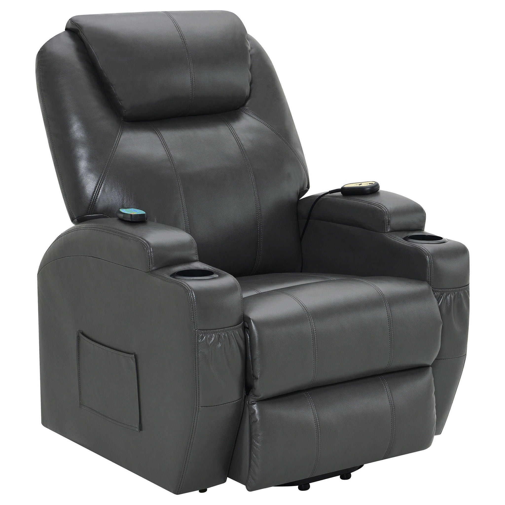 Rexford - Power Lift Recliner Chair With Massage Comfort With Lift Assist, Heat &amp; Massage Features - Charcoal Gray
