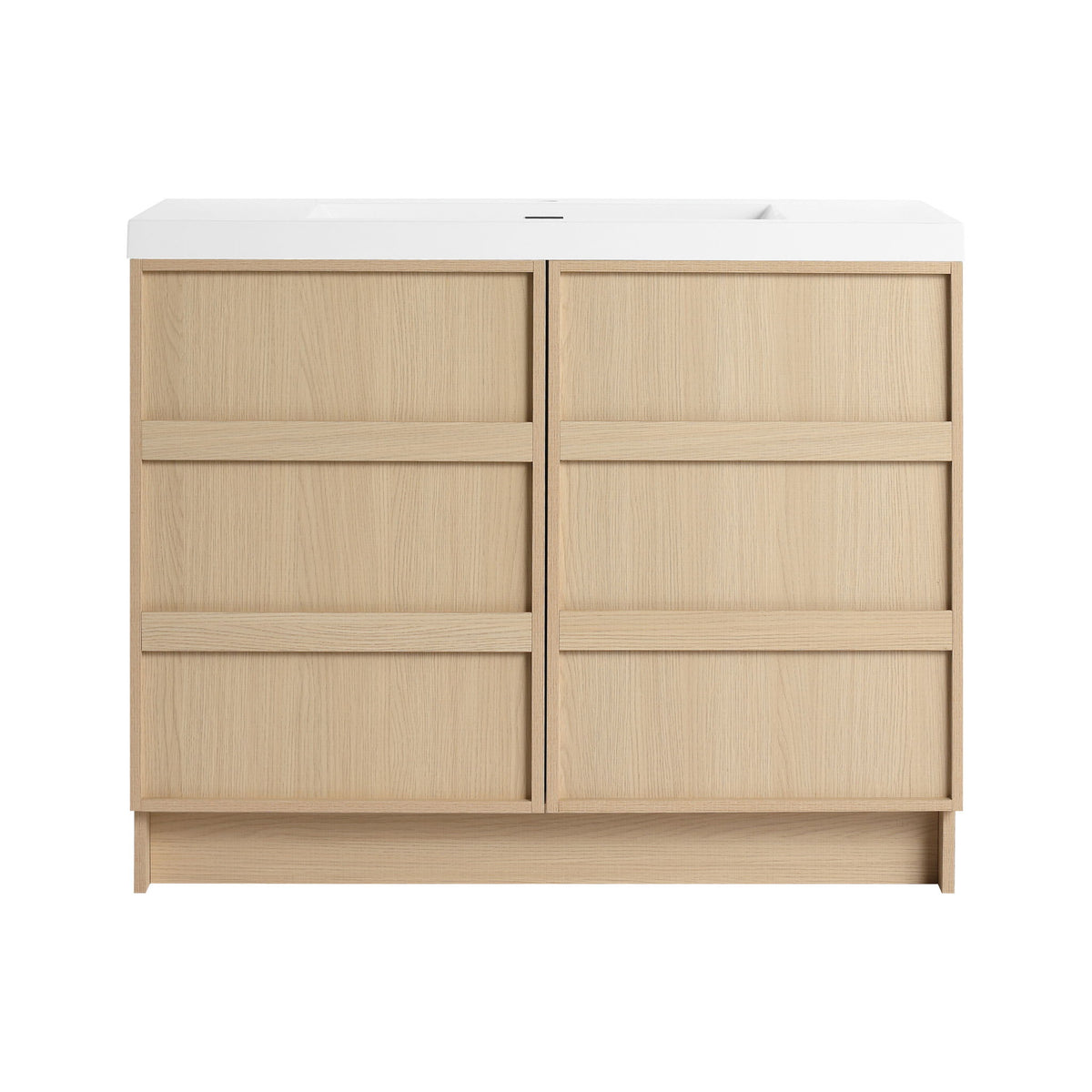 42" Freestanding Bathroom Vanity &amp; Sink &amp; 2 Soft Close Cabinet Doors - Oak / White