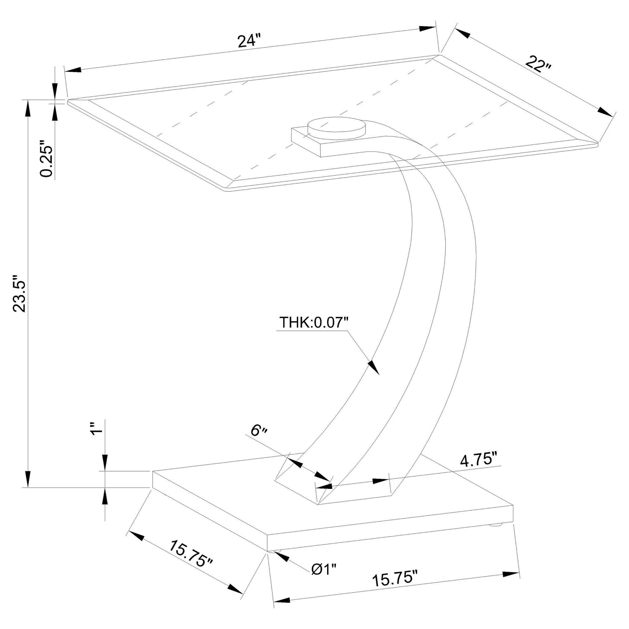 Terrell - Satin Rectangular Glass Top End Table - Silver