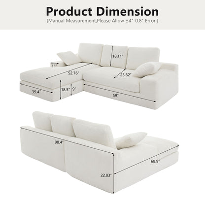 Compressed Sofa With 3 Back Cushions, 2 Throw Pillows