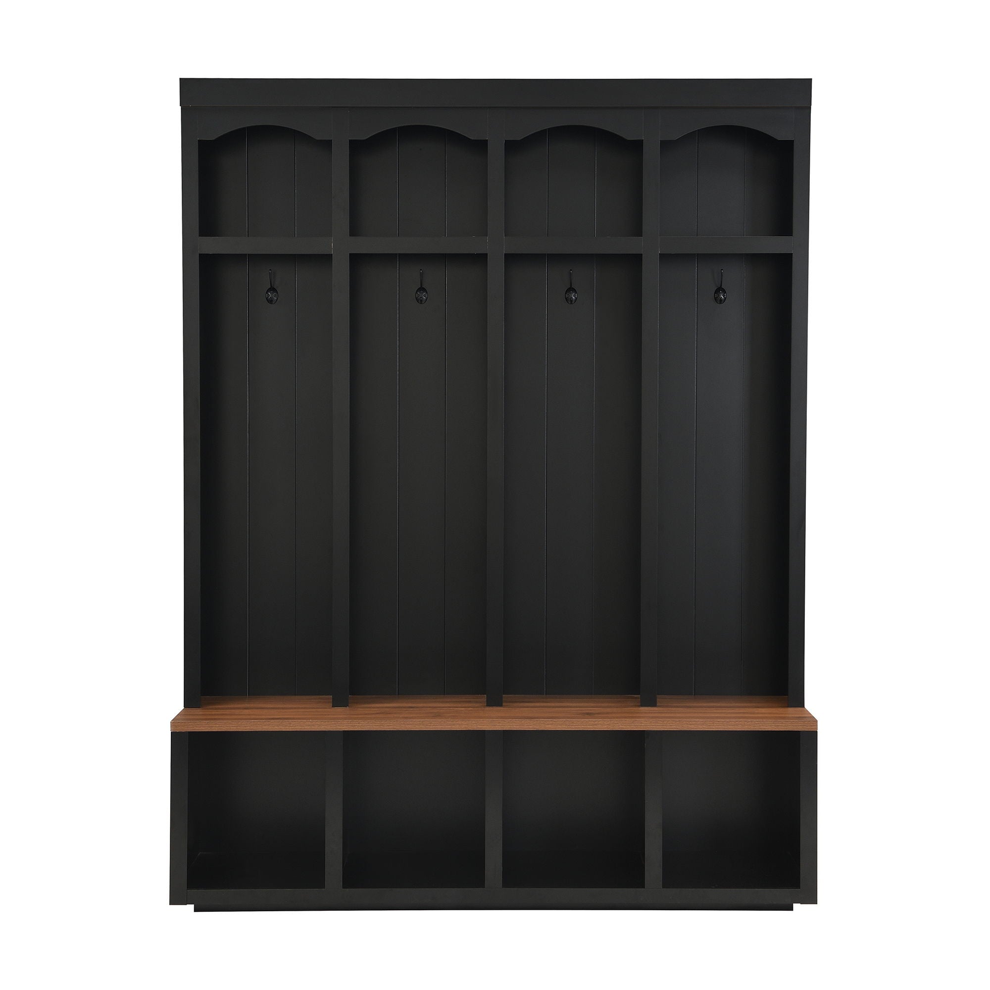 Entryway Hall Tree With Bench, 4 Hooks &amp; Open Storage Space