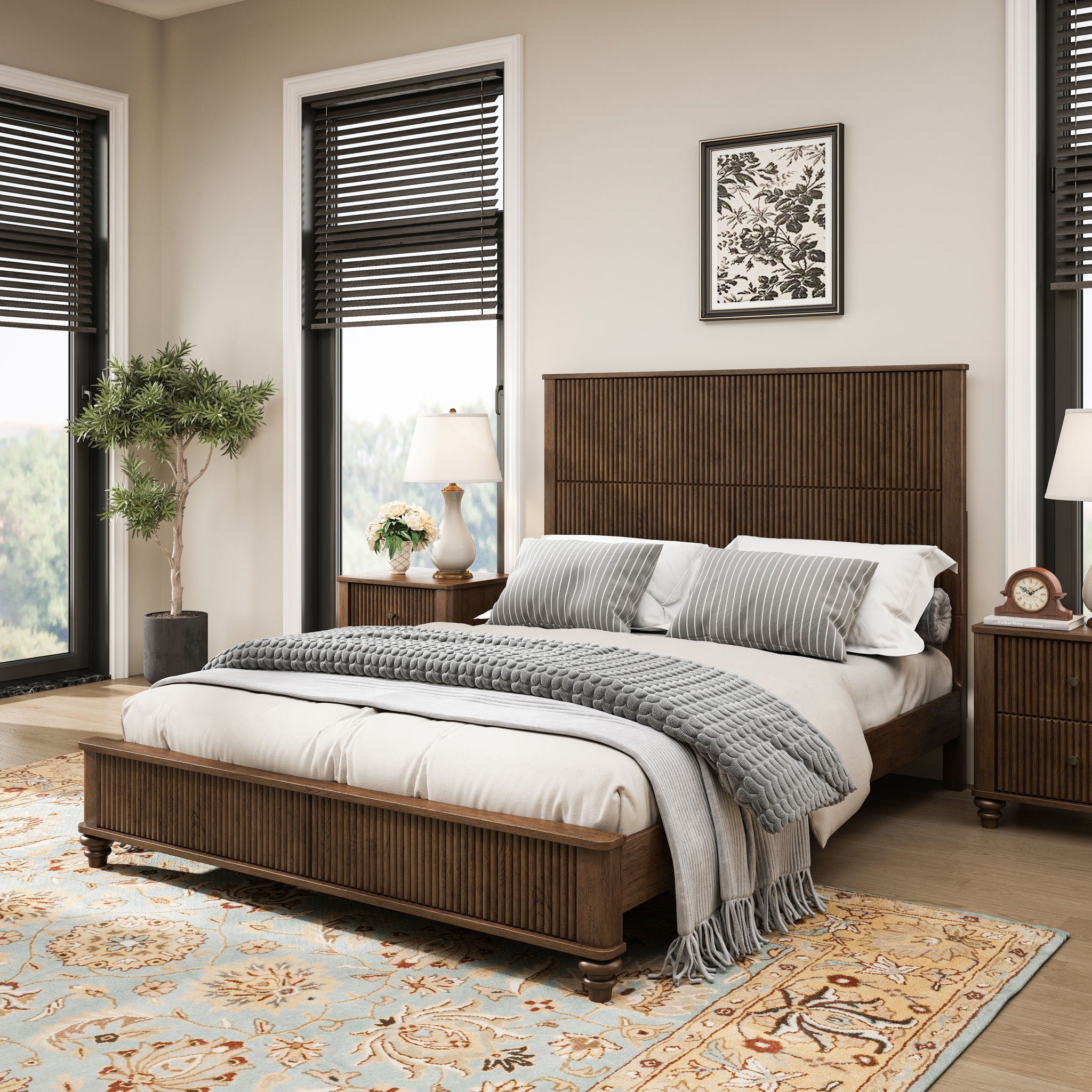 Platform Bed Frame &amp; Tall Headboard