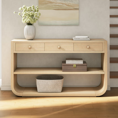 Console Table With 3 Soft Close Drawers &amp; 2 Open Shelves