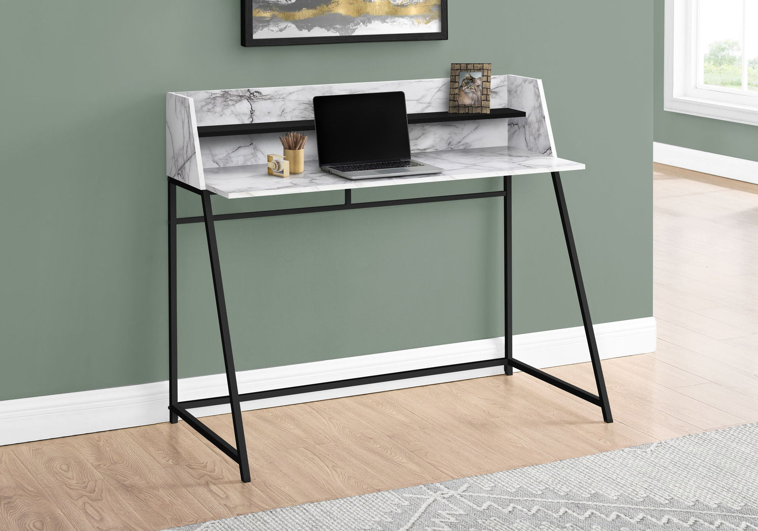 Computer Desk For Home Office Laptop, Storage Shelves, Contemporary &amp; Modern