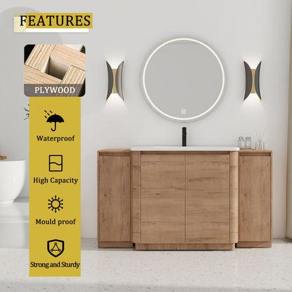 Freestanding Bathroom Vanity With Sink, 2 Small Storage Cabinets, Soft Close Doors