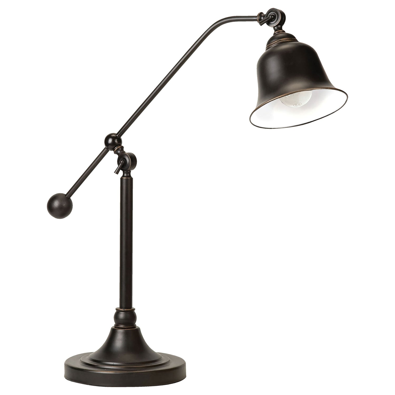Edmond - Bell Down Table Lamp With Shade - Brown