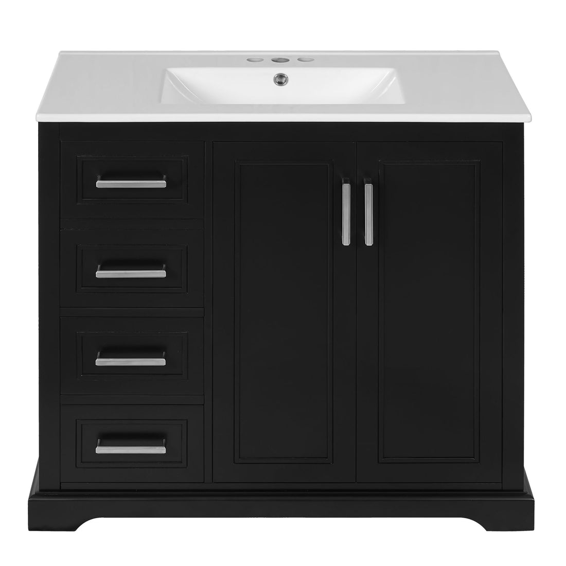 Bathroom Vanity With Sink, Soft Close Doors, Adjustable Shelf &amp; 3 Drawers