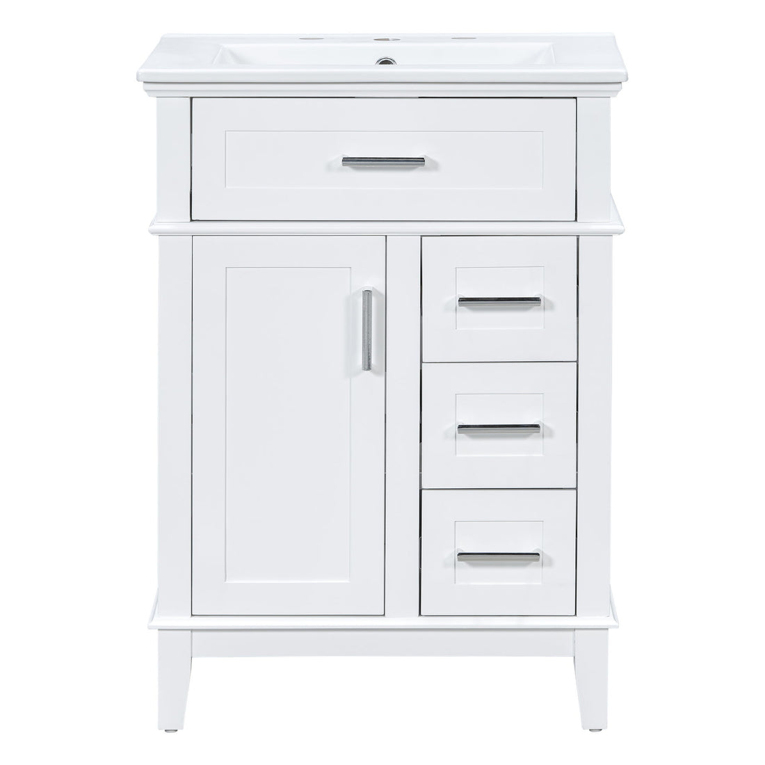 Modern Bathroom Vanity With Sink, Flip Drawer &amp; 3 Drawers, Soft Close Hinges, Adjustable Shelf