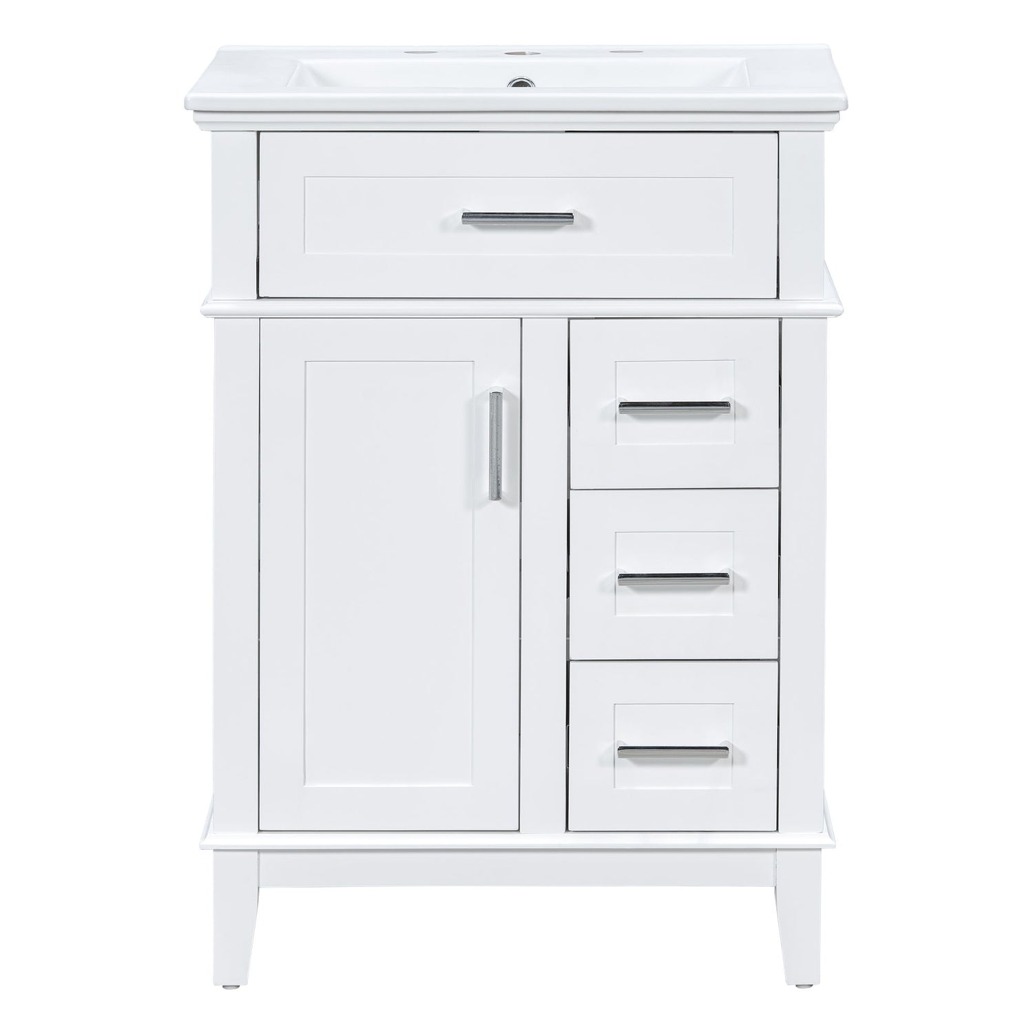 Modern Bathroom Vanity With Sink, Flip Drawer &amp; 3 Drawers, Soft Close Hinges, Adjustable Shelf