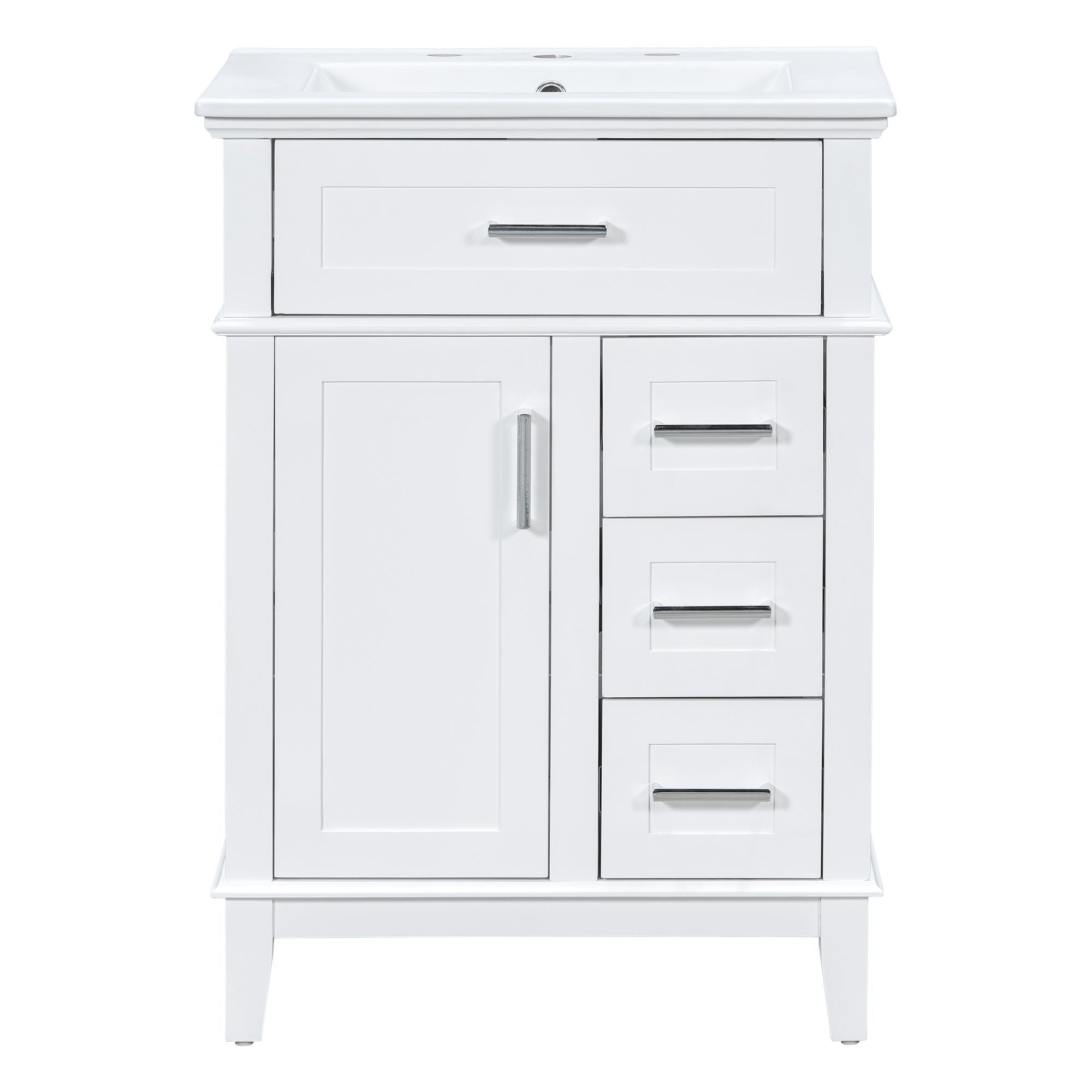 Modern Bathroom Vanity With Sink, Flip Drawer &amp; 3 Drawers, Soft Close Hinges, Adjustable Shelf