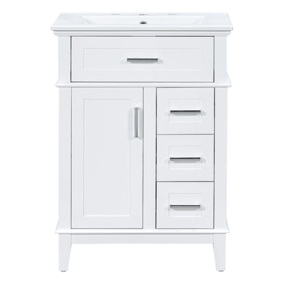 Modern Bathroom Vanity With Sink, Flip Drawer &amp; 3 Drawers, Soft Close Hinges, Adjustable Shelf