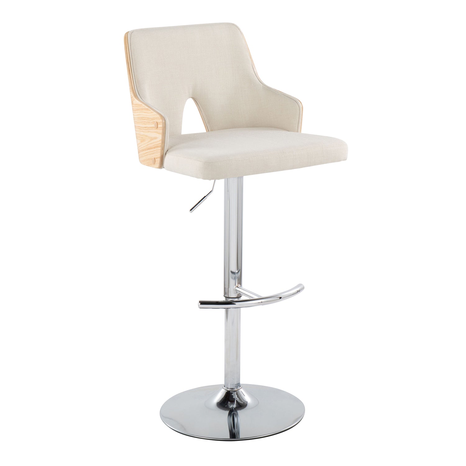 Stella - Contemporary Adjustable Barstool Stool With Swivel &amp; Rounded T Footrest (Set of 2)
