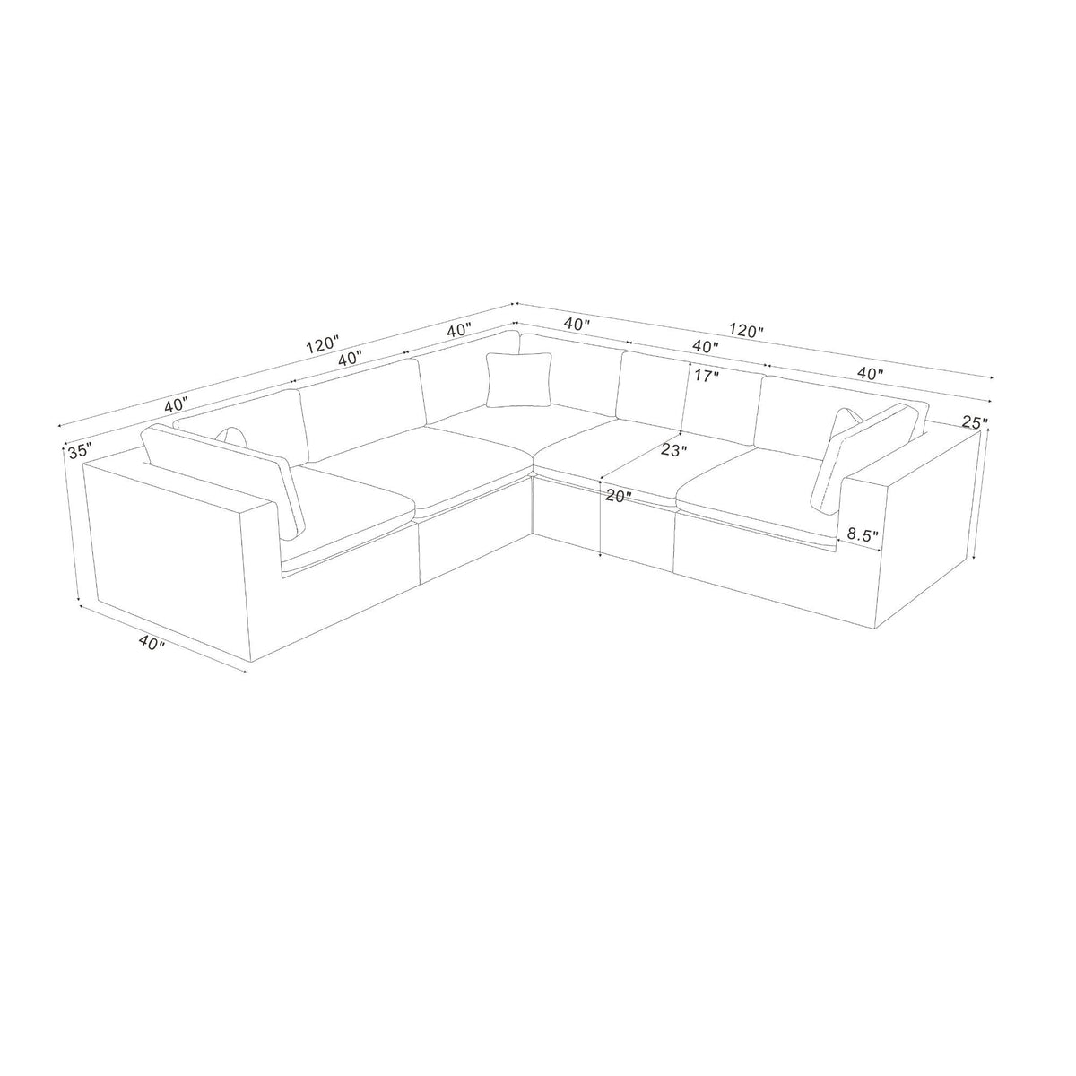 Modular Sectional &amp; Toss Pillows - Dark Gray