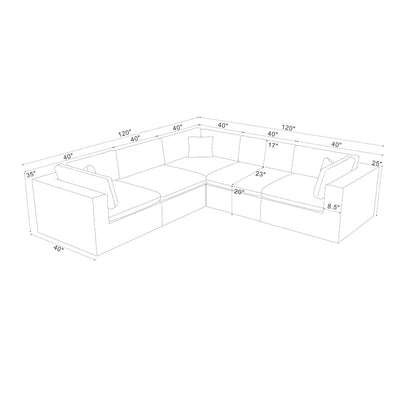 Modular Sectional &amp; Toss Pillows - Dark Gray