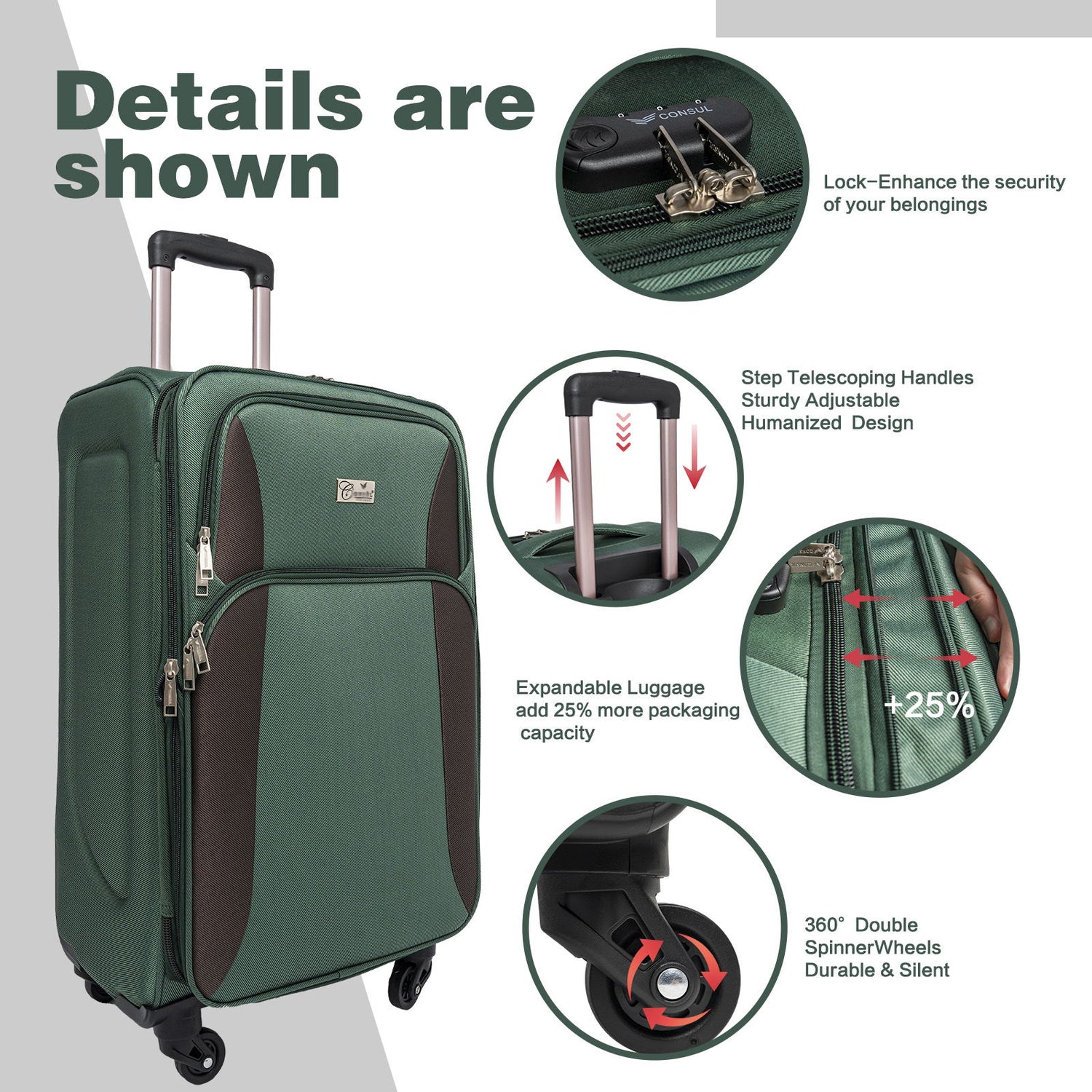 4 Piece Set Softshell Luggage