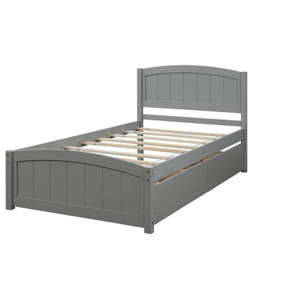 Platform Bed &amp; Headboard, Footboard And Wood Slat Support