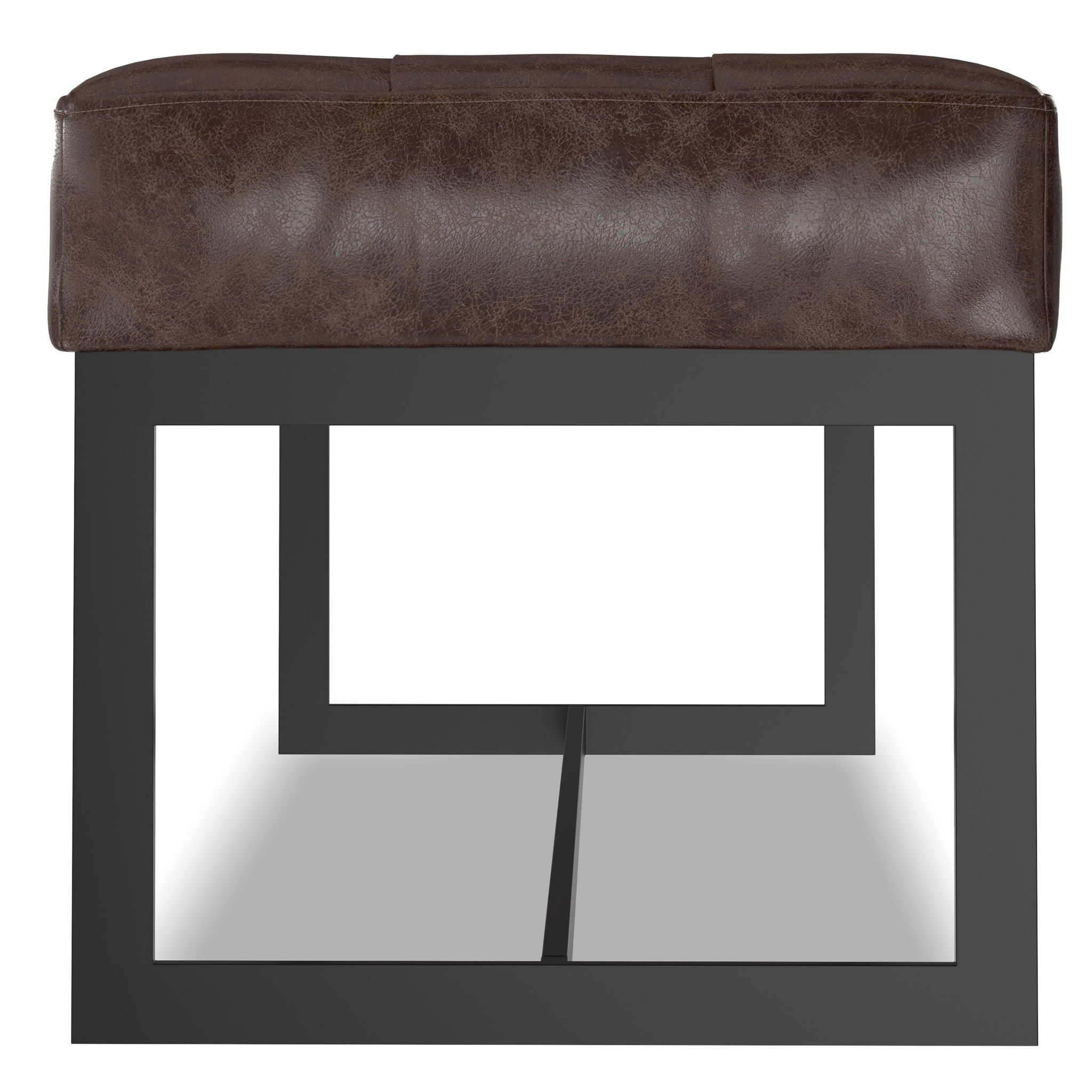 Penelope - Ottoman Bench With Genuine Leather Upholstery - Brown