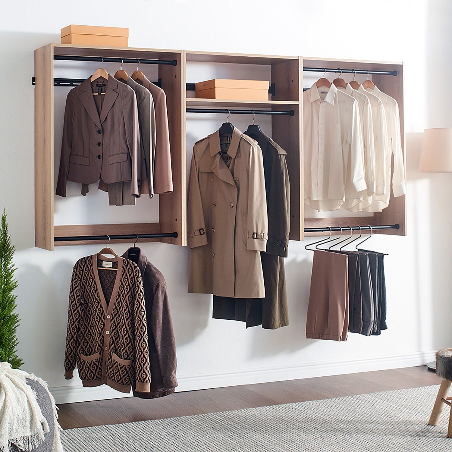Devi - Wall Mounted Wood Closet System &amp; Modular Design