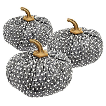 Pumpkin Ornament Decor For Holiday Harvest Festival Fall Festival &amp; Thanksgiving (Set of 3) - White / Gray