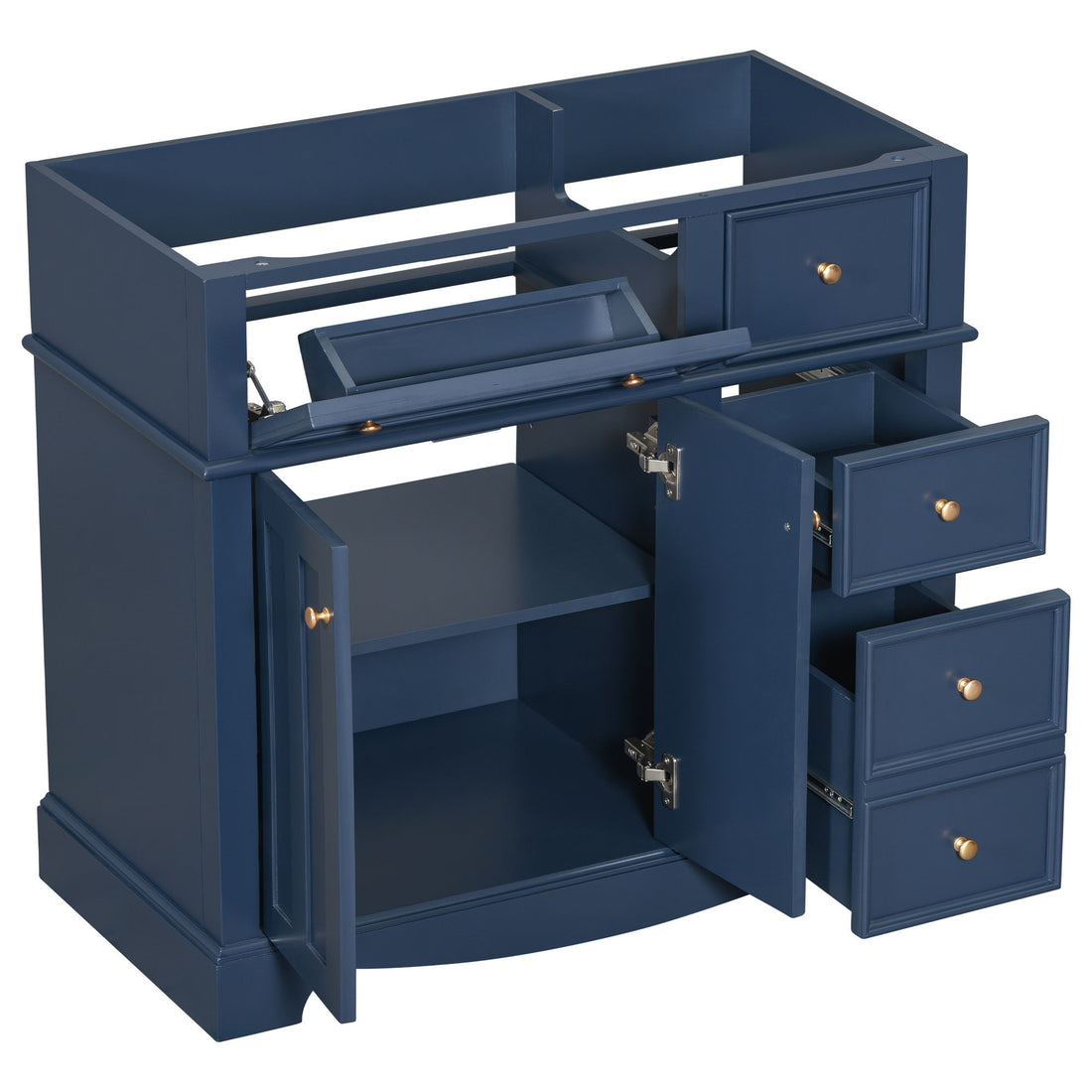 Vanity Without Basin Sink, Frame Bathroom Storage Cabinet, Freestanding Vanity With 3 Drawers &amp; Adjustable Shelf