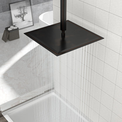 16&quot; Square Rainfall Shower Head Fixed Wall Mount With Full Body Coverage &amp; Self Cleaning Silicone Nozzles