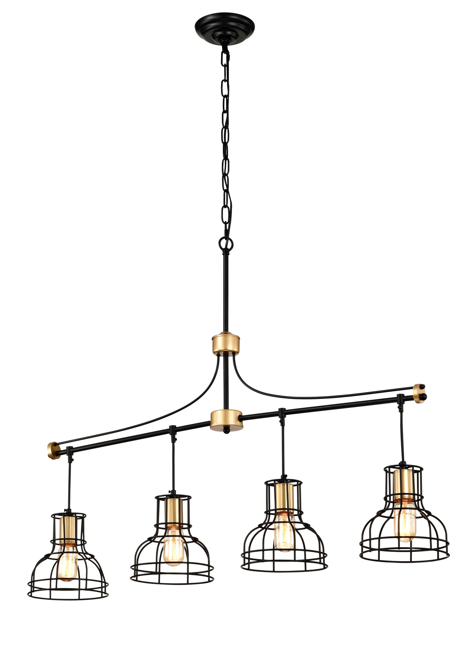 Dining Room Light Fixture / Chandelier Table, 40 -&quot; Hanging For Farmhouse Linear Chandeliers, 5 Light Kitchen Island Lighting Ceiling Chandelier, With Metal Lampshade - Gold / Matte Black
