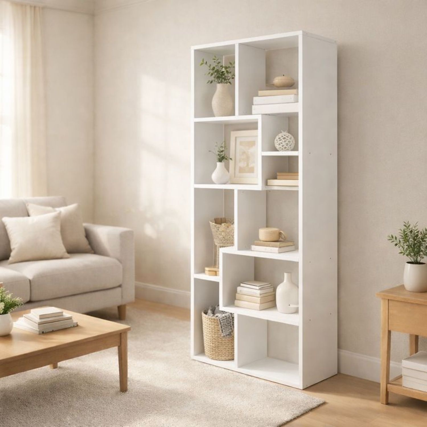 Asymmetrical Display Shelf &amp; Bookcase, 5 Tier