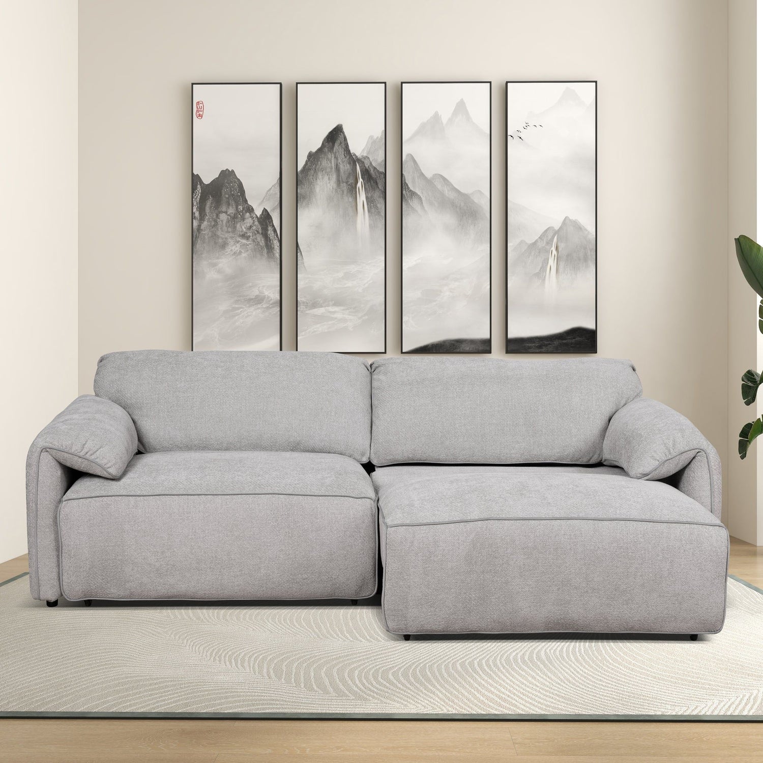 Cleveland - Dual Power Convertible Sofa - Silver
