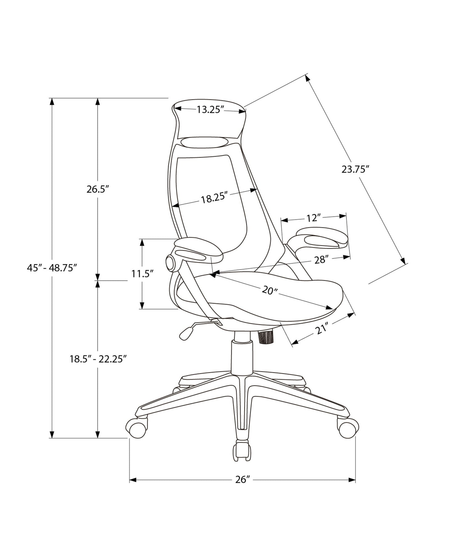Office Chair, Adjustable Height, Swivel, Ergonomic, Armrests, Contemporary &amp; Modern