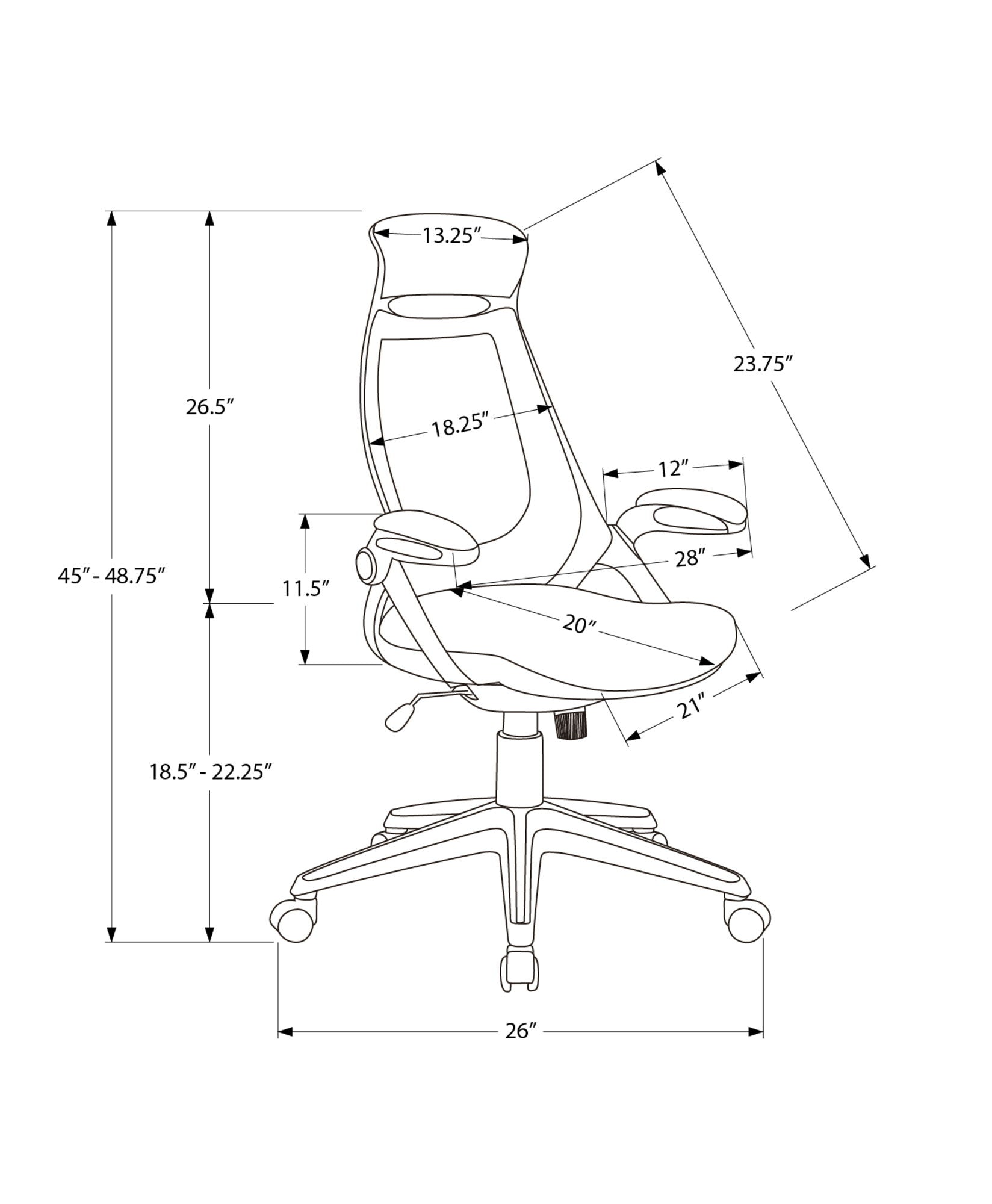 Office Chair, Adjustable Height, Swivel, Ergonomic, Armrests, Contemporary &amp; Modern
