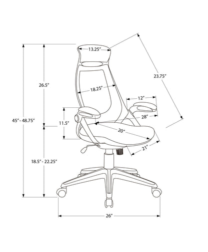 Office Chair, Adjustable Height, Swivel, Ergonomic, Armrests, Contemporary &amp; Modern