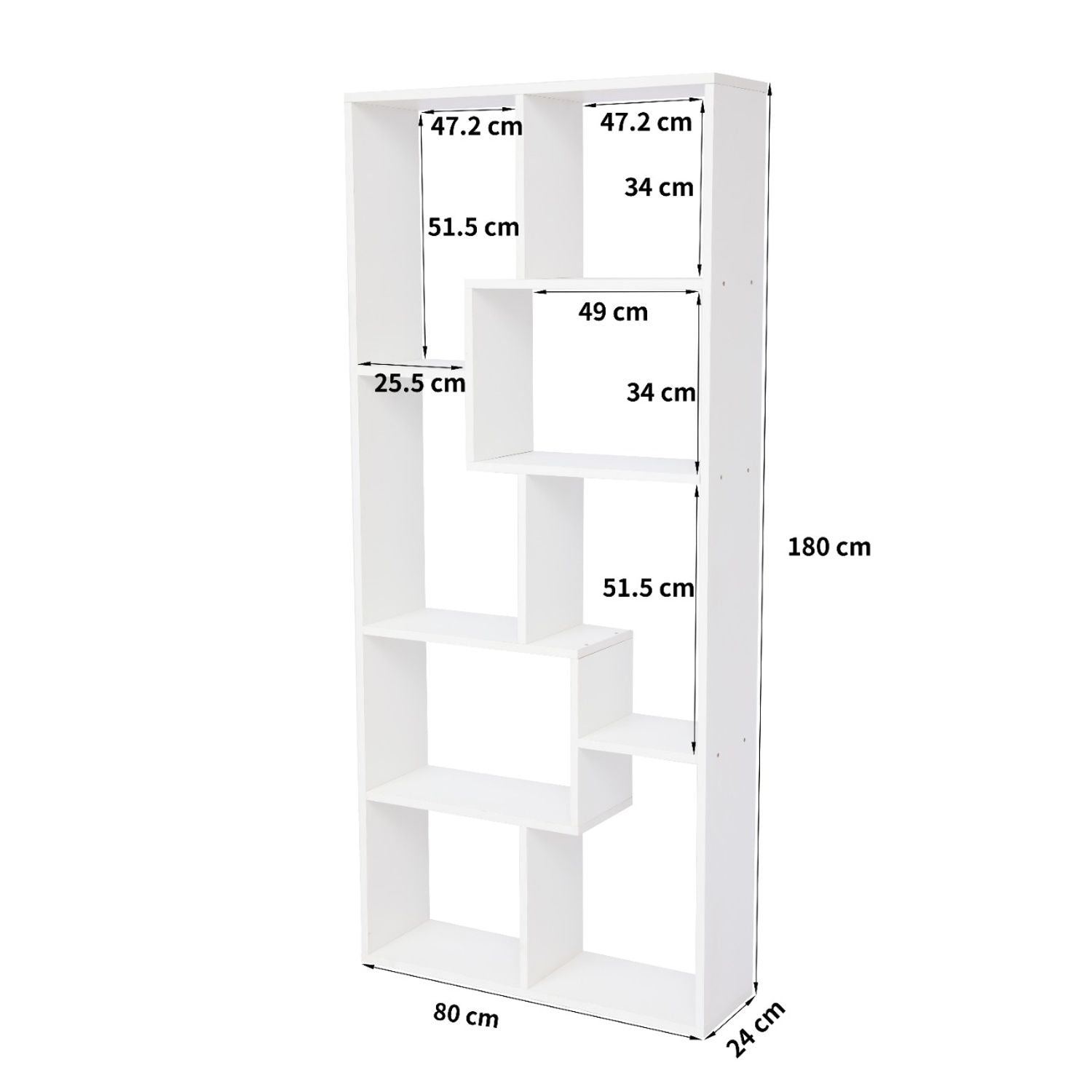 Asymmetrical Display Shelf &amp; Bookcase, 5 Tier
