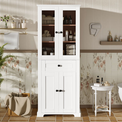 Bathroom Storage Cabinet, Adjustable Shelves &amp; Drawer, Freestanding Linen Tower