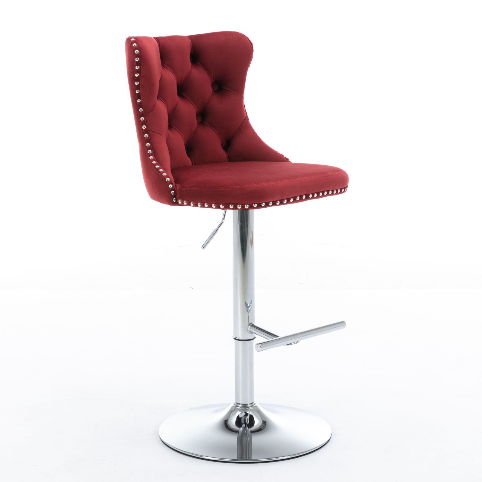 Swivel Velvet Barstools Adjusatble Seat Height From 25-33&quot;, Modern Upholstered Chrome Base Bar Stools With Backs Comfortable Tufted For Home Pub And Kitchen Island (Set of 2)