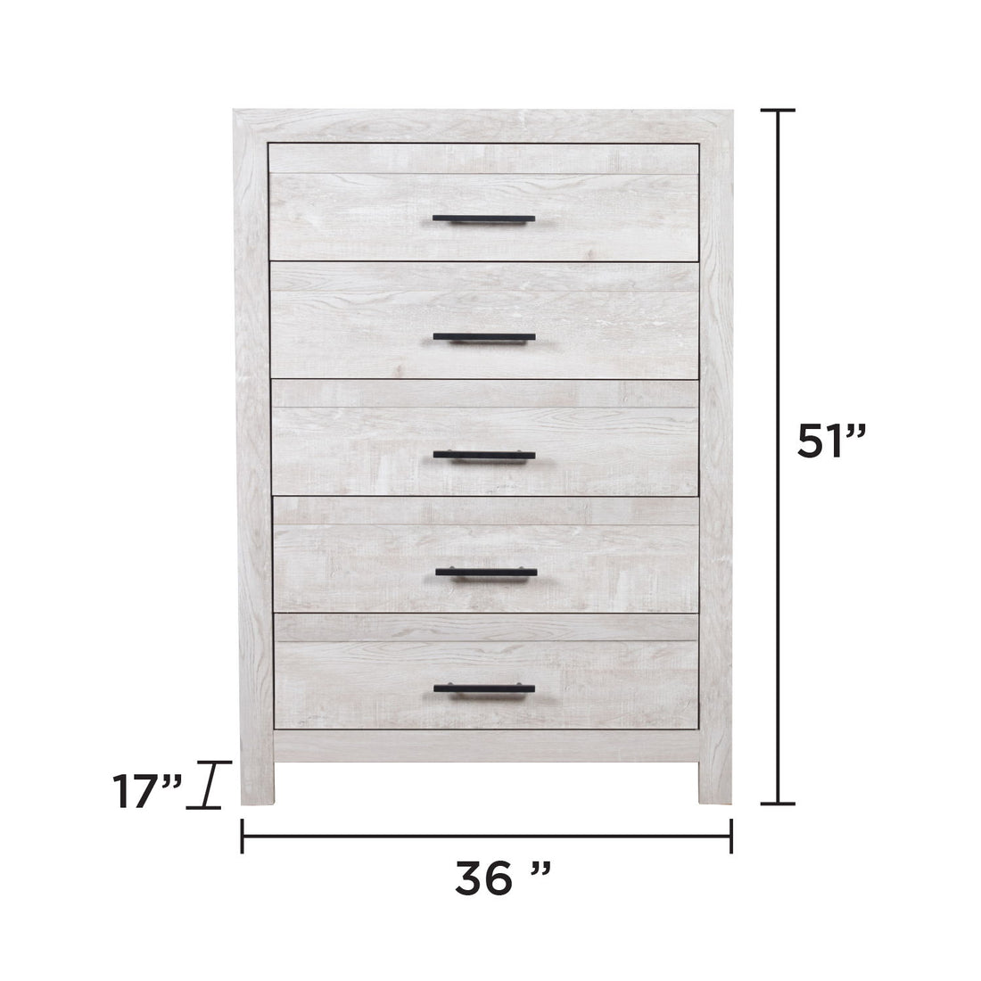 Modern Style 5 Drawer Chest In Natural Rustic Wood With Clean Lines And Spacious Storage