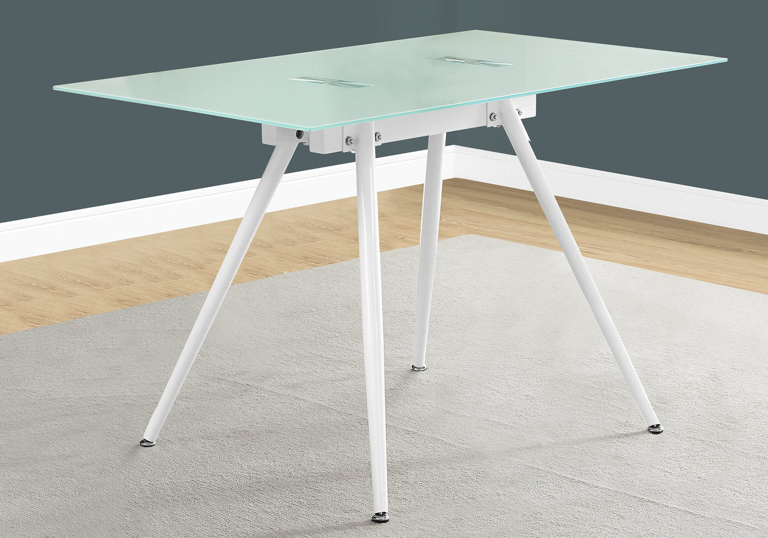 Computer Desk For Home Office, Laptop, Tempered Glass, Contemporary &amp; Modern - White